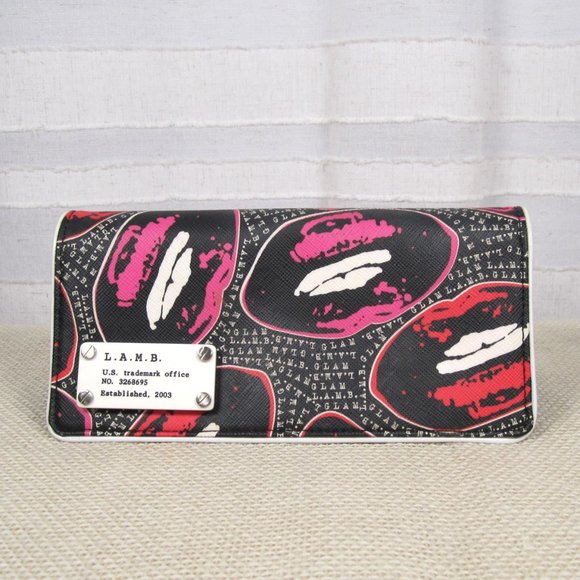 L.A.M.B. Worthington Satchel and Matching Wallet in Kiss Me Print with Dust Bag - Picture 9 of 16